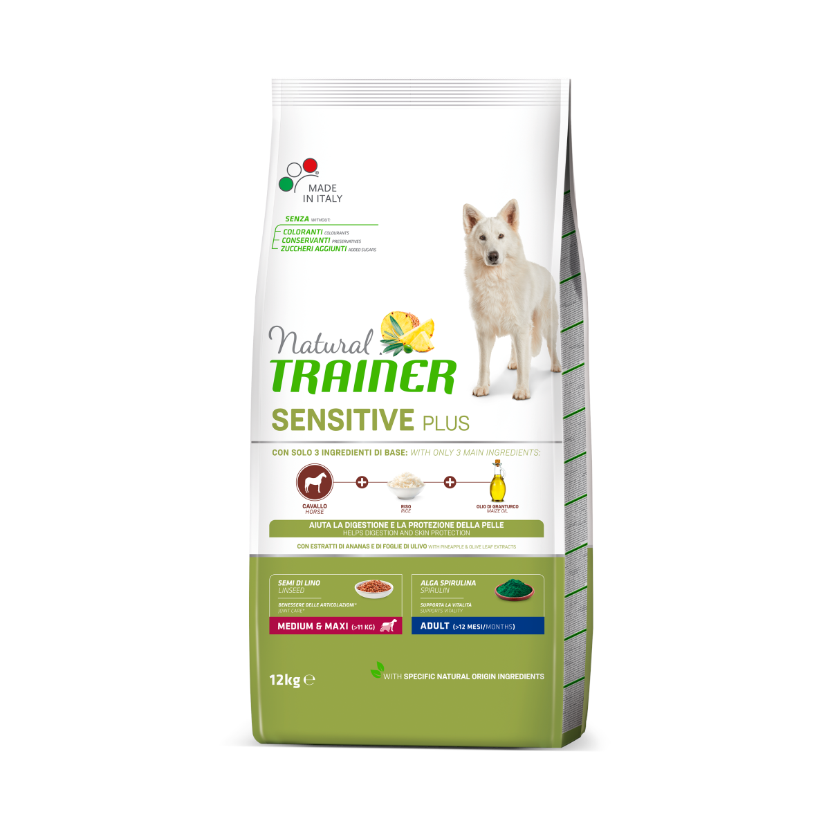 Sensitive Plus Medium&Maxi Adult con cavallo-riso-olio – 12 Kg