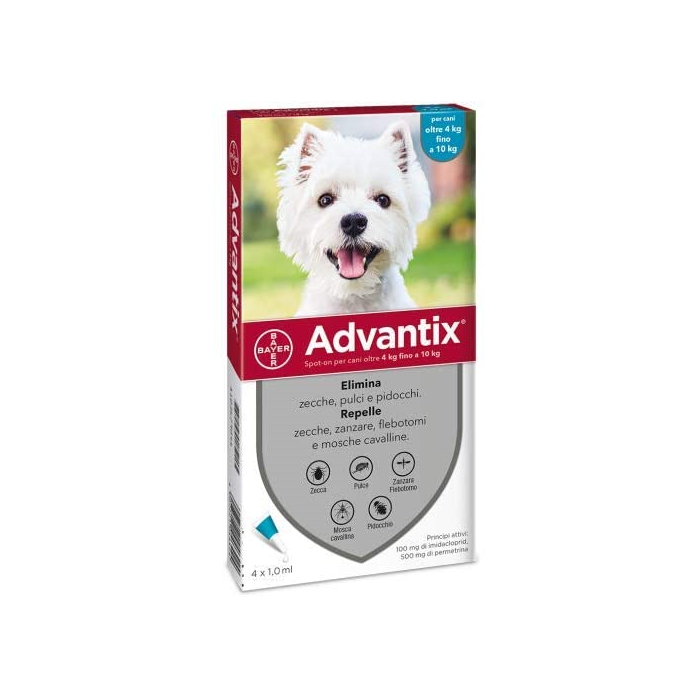Advantix Spot-on per Cani da 4 a 10 Kg – 4 x 0.4 ml