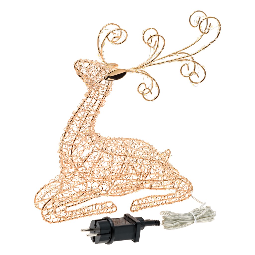 Renna luminosa sdraiata 30 cm – microled bianco caldo