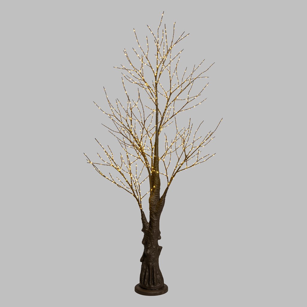 Albero marrone con tronco e base rotonda – microled bianco caldo