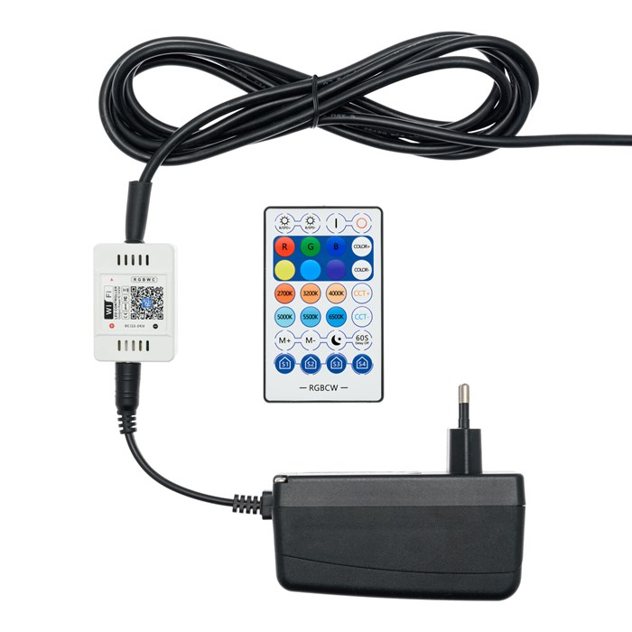 Albero di Natale con base in legno sbiancato – 145 cm – led RGB e Bianco Caldo