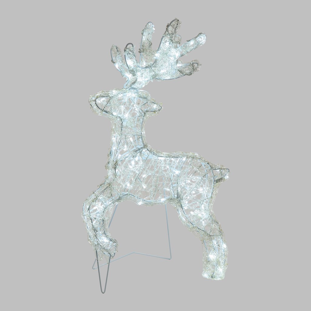 Renna galoppante Thin 3D – led bianco freddo – h 85 cm