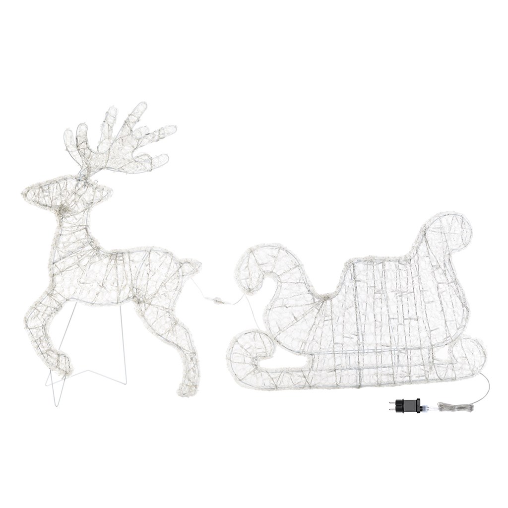 Renna con Slitta Thin 3D – led bianco freddo – h 85 cm