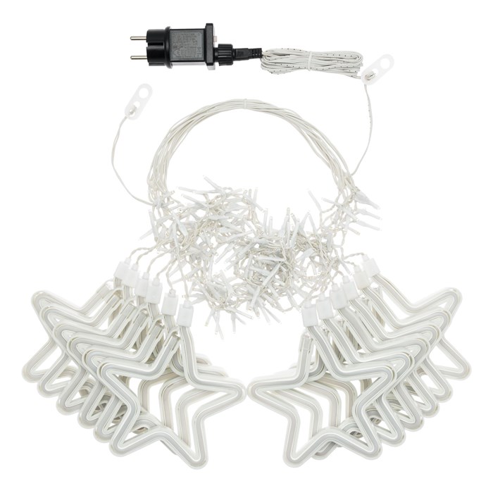 Stalattite led bianco freddo con stelle led neon blu – 3,6 x h 0,7 m