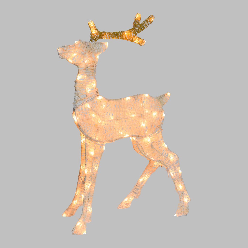 Renna 2D crema e marrone led bianco extra caldo Renna 2D crema e marrone – 67 cm