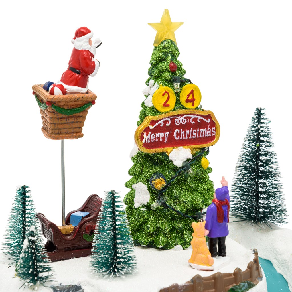 Villaggio di Natale – Albero e Babbo che lo decora in movimento – h 22 cm