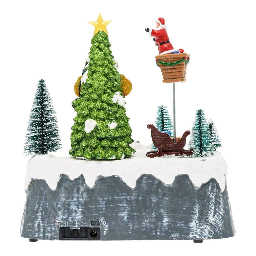 Villaggio di Natale – Albero e Babbo che lo decora in movimento – h 22 cm